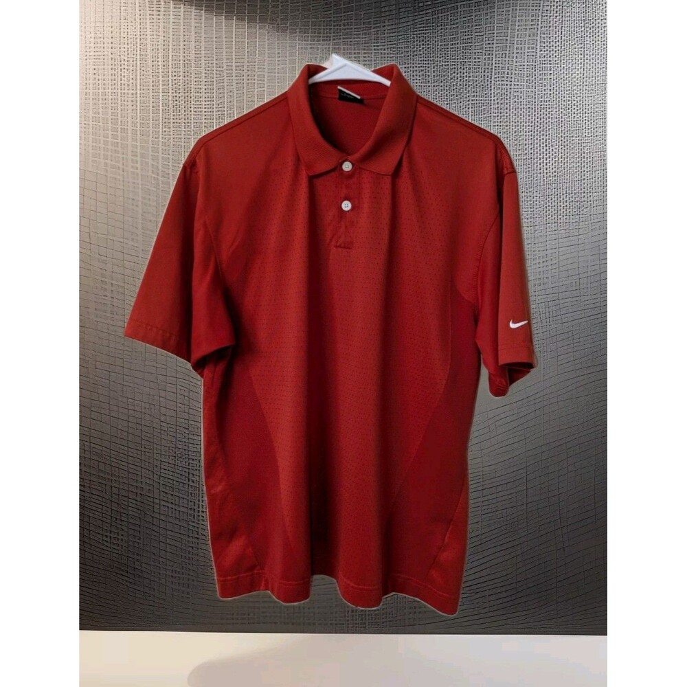 Nike Golf Dri-Fit Red Polo Shirt Men's Size Medium Ventilated Short Sleeve